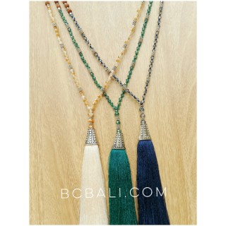 exclusive silver king cup tassels beads necklaces bali